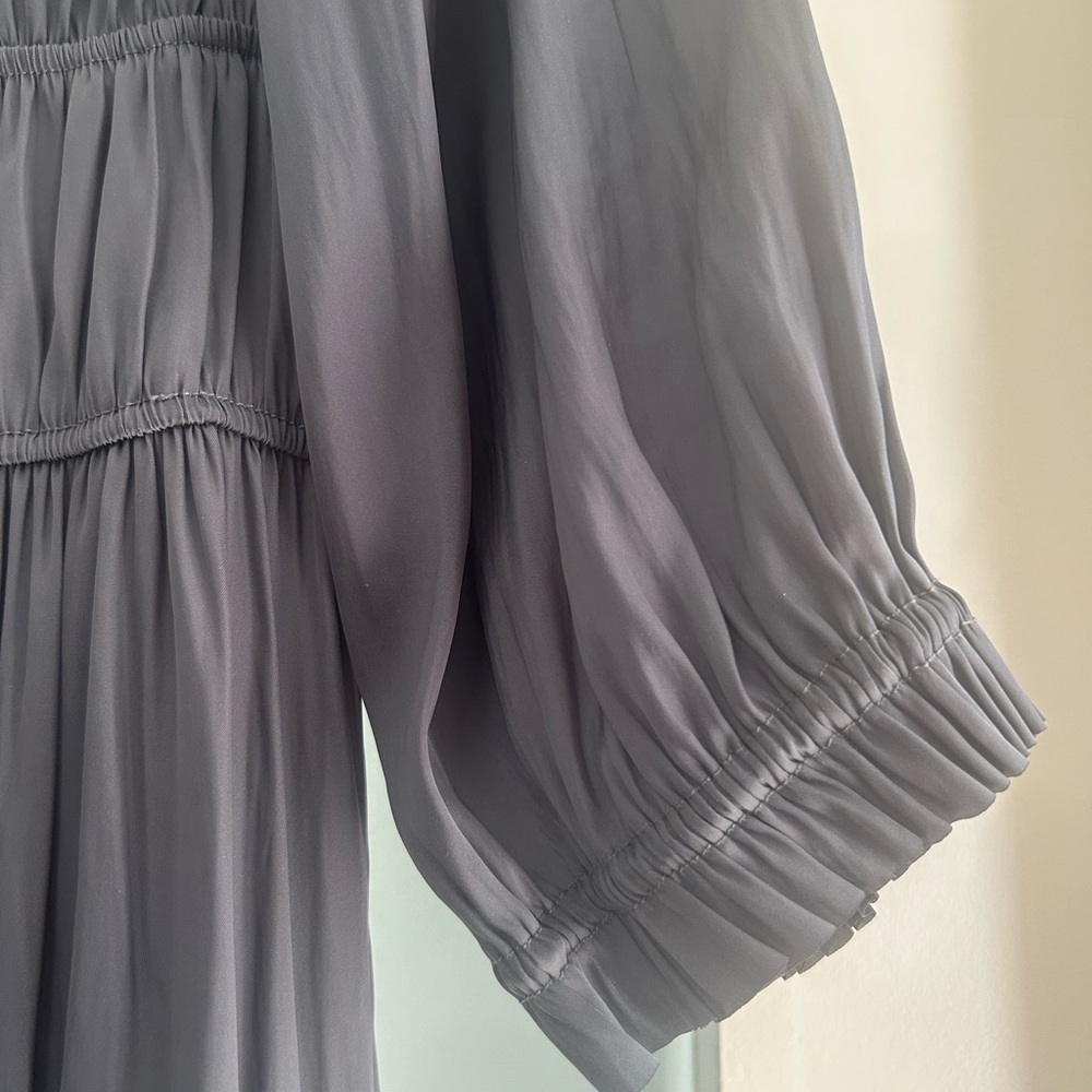 Gerard Darel Gray/dark smocked tiered rouched silver dress - Picture 4 of 6